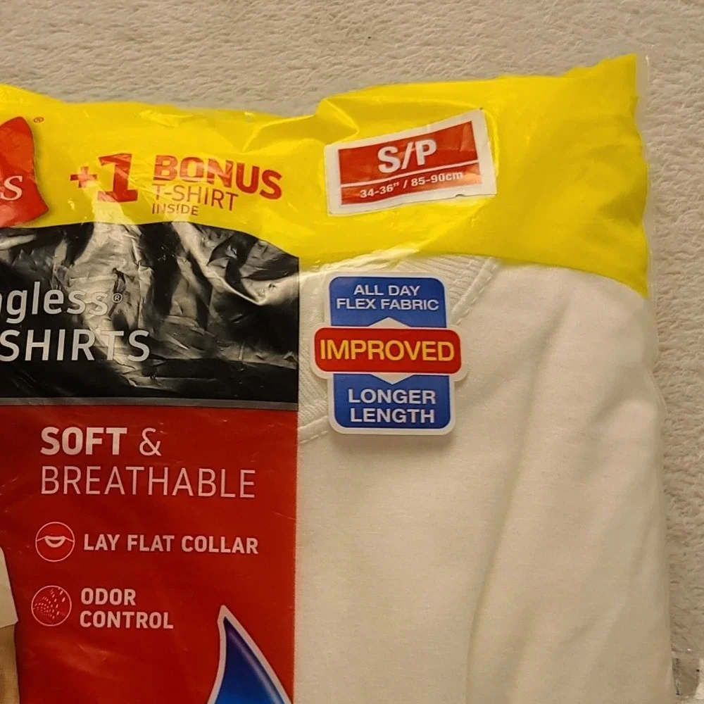 Hanes Men's 7 Pack Tagless Crew Neck T-Shirts White Cotton T-Shirt Size S NWT